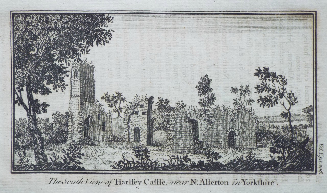 Print - The South View of Harlsey Castle, near N. Allerton in Yorkshire.