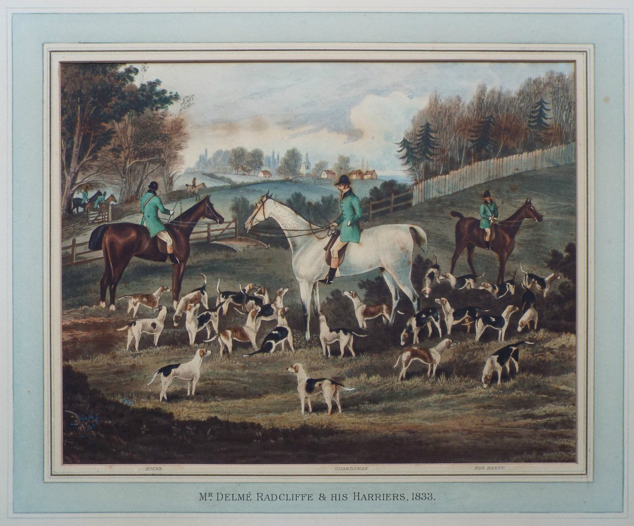 Aquatint - Mr. Delme Radcliffe & his Harriers, 1833.