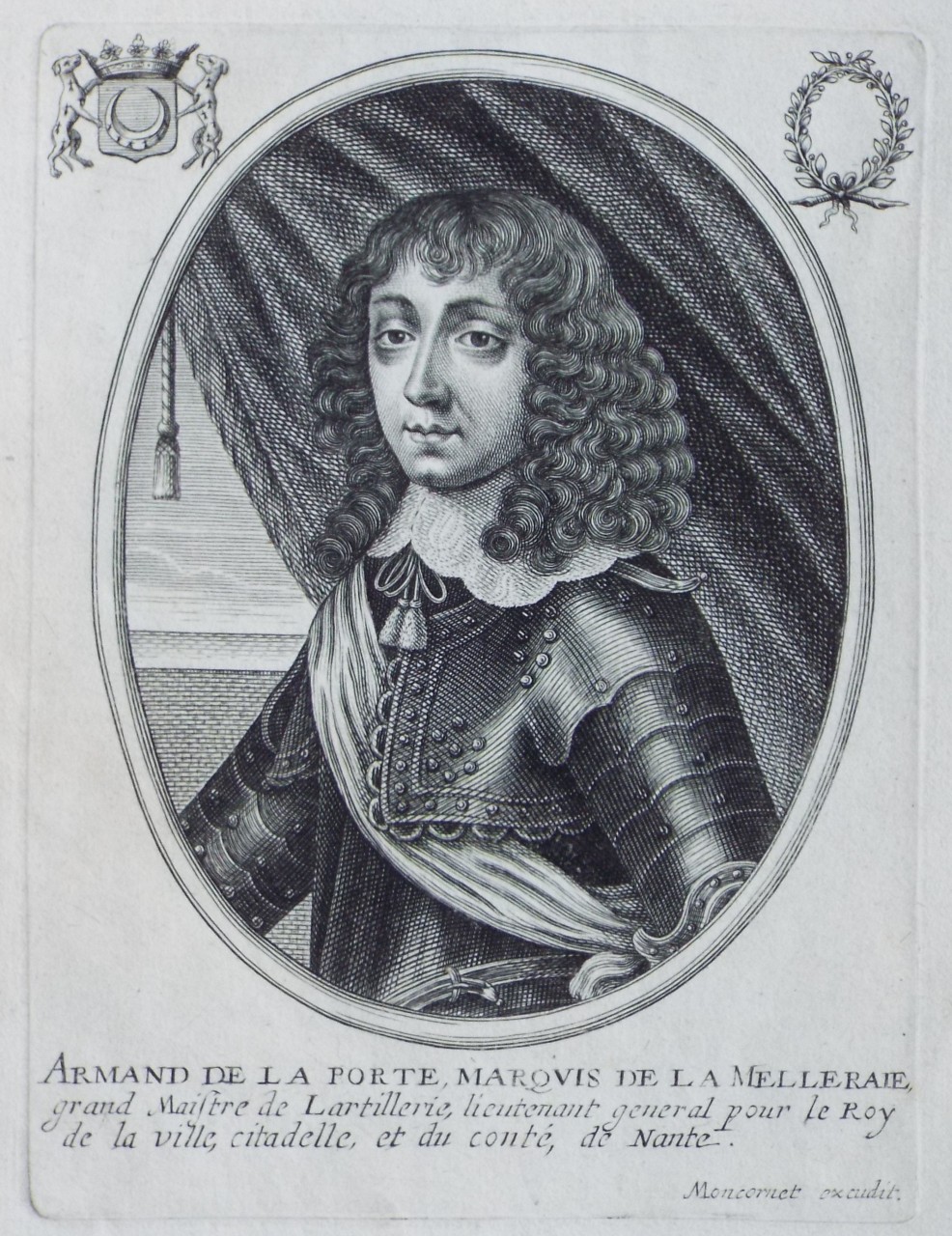 Print - Armand de la Porte, Marquis de la Melleraie, grand Maistre de Larillerie, lieutenant general pour le Roy de la ville, citadelle, etdu conte, de Nante.
