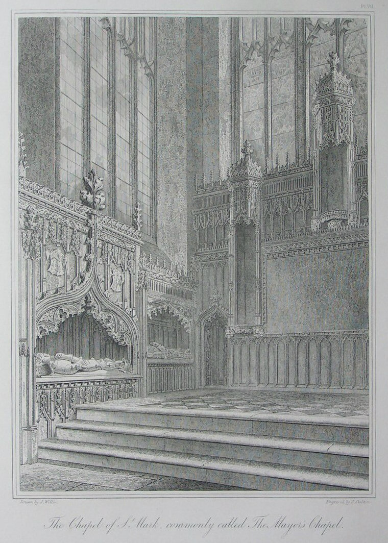 Etching - The Chapel of St. Mark, commonly called The Mayor's Chapel. - Skelton