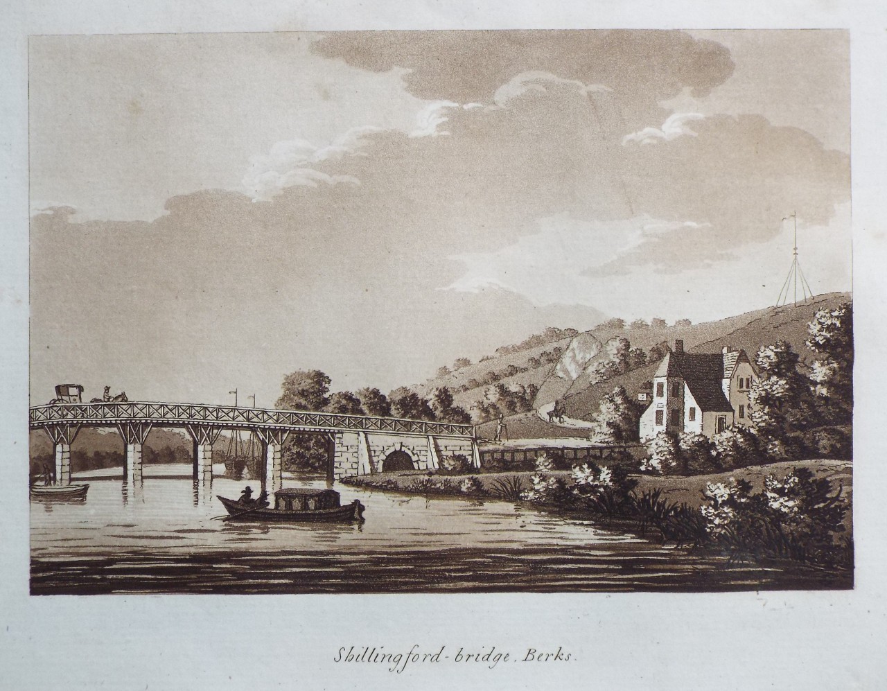 Aquatint - Shillingford - bridge, Berks. - Ireland