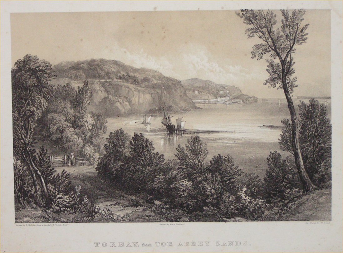 Lithograph - Torbay from Tor Abbey Sands - Gauci