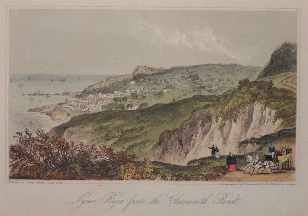 Lithograph - Lyme Regis from the Charmouth Road - Newman