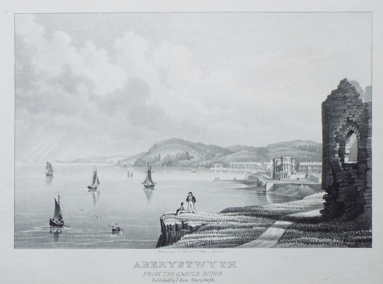 Lithograph - Aberystwyth from the Castle Ruins. - Crane