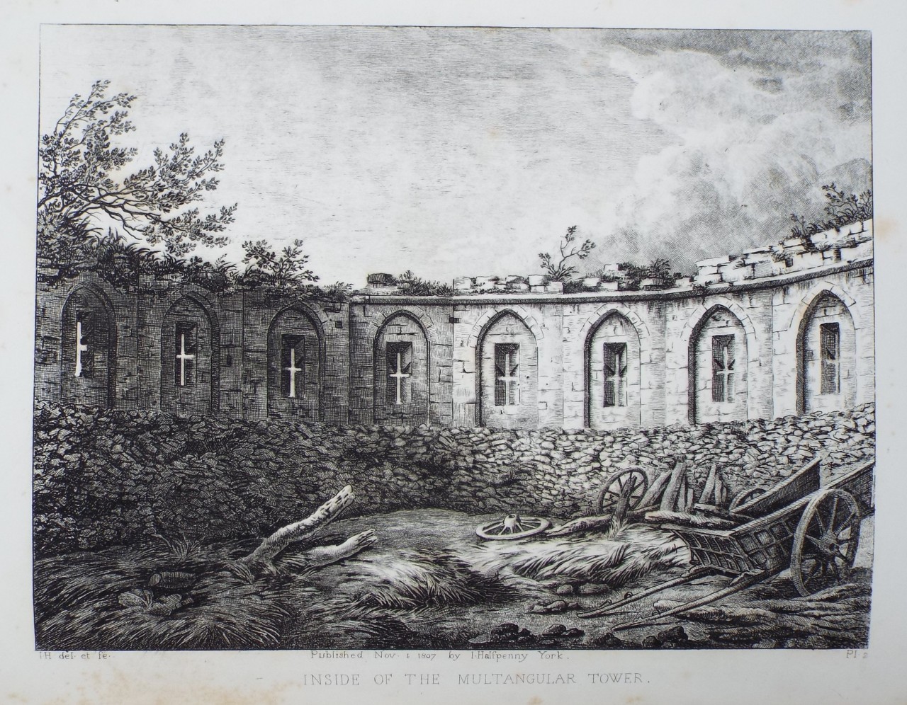Etching - Inside of the Multangular Tower. - Halfpenny