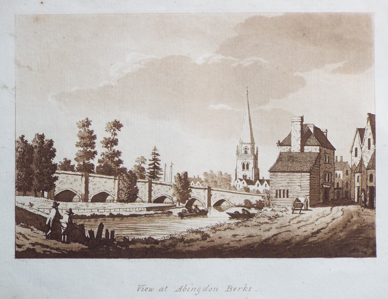 Aquatint - View at Abingdon Berks. - Ireland