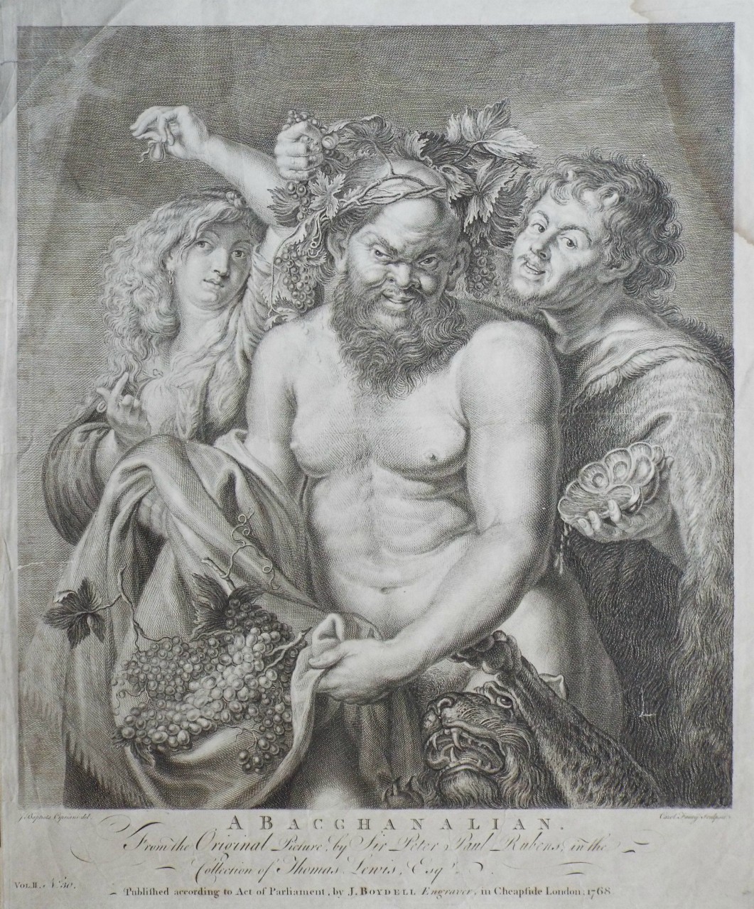 Print - A Bacchanalian. From the Original Picture, by Sir Peter Paul Rubens, in the Collection of Thomas Lewis Esqr. - Fauciy