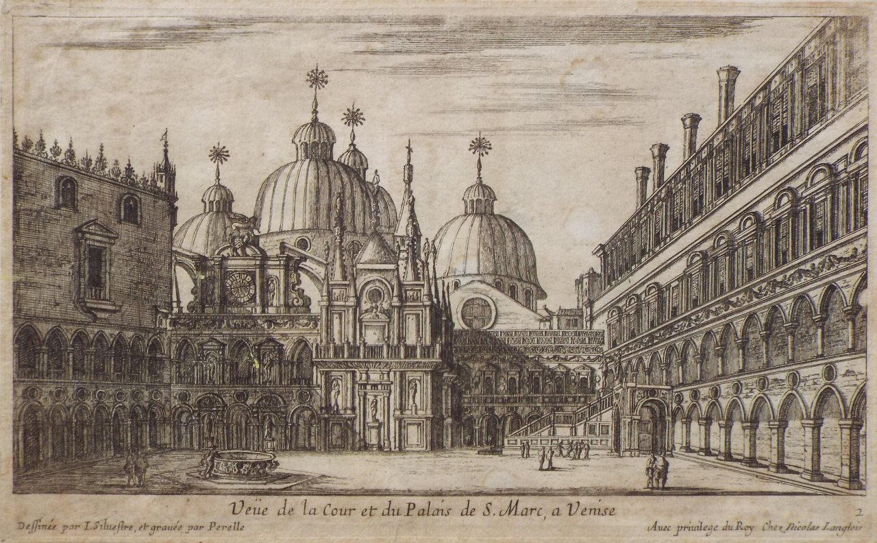 Etching - Veue de la Cour et du Palais de S. Marc, a Venise - Perelle