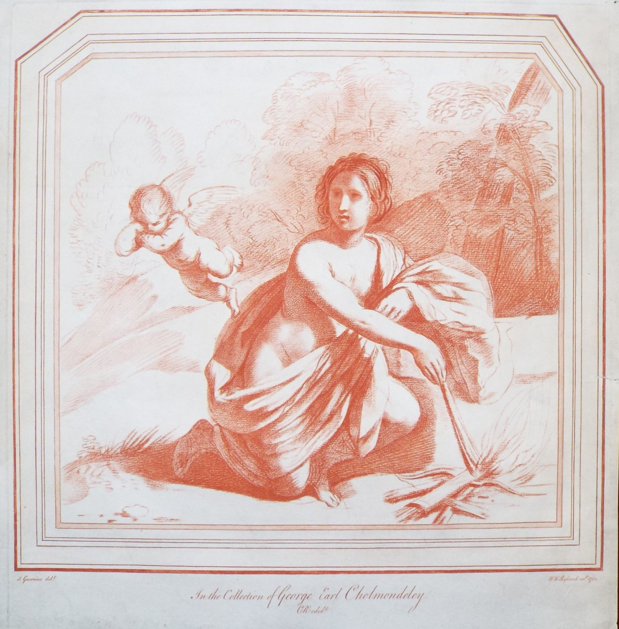 Crayon manner - In the Collection of George Earl Cholmondley. Chastity burning the arms of Cupid  - Ryland