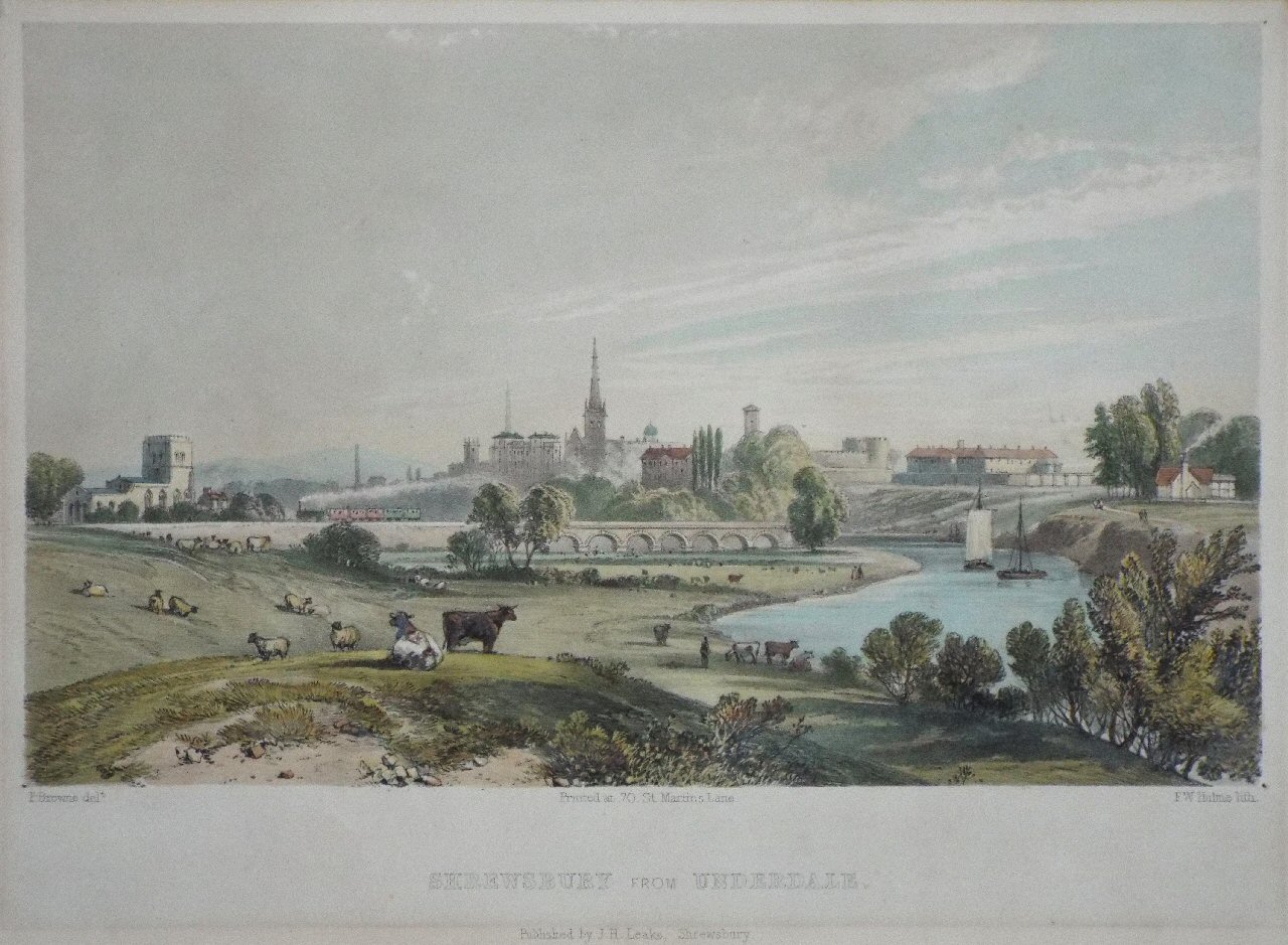 Lithograph - Shrewsbury from Underdale. - Hulme