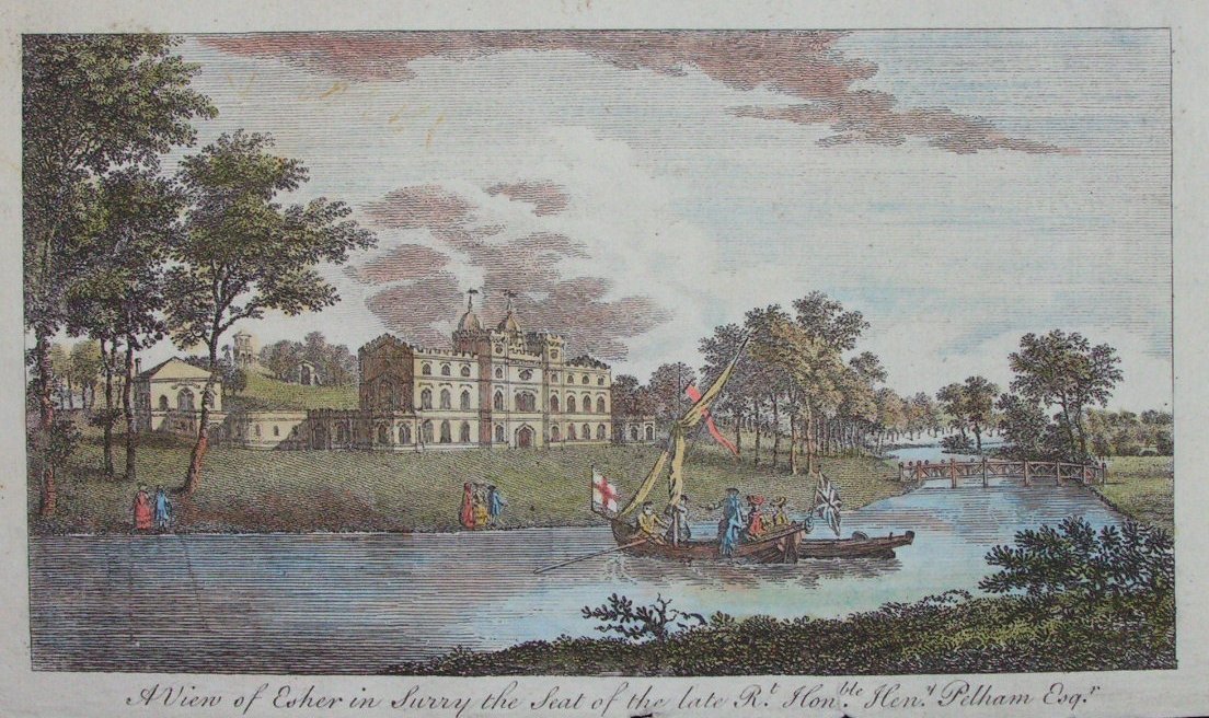 Print - A View of Esher in Surry the Seat of the Late Rt. Honble. Heny. Pelham Esqr.Guildford from the Railway