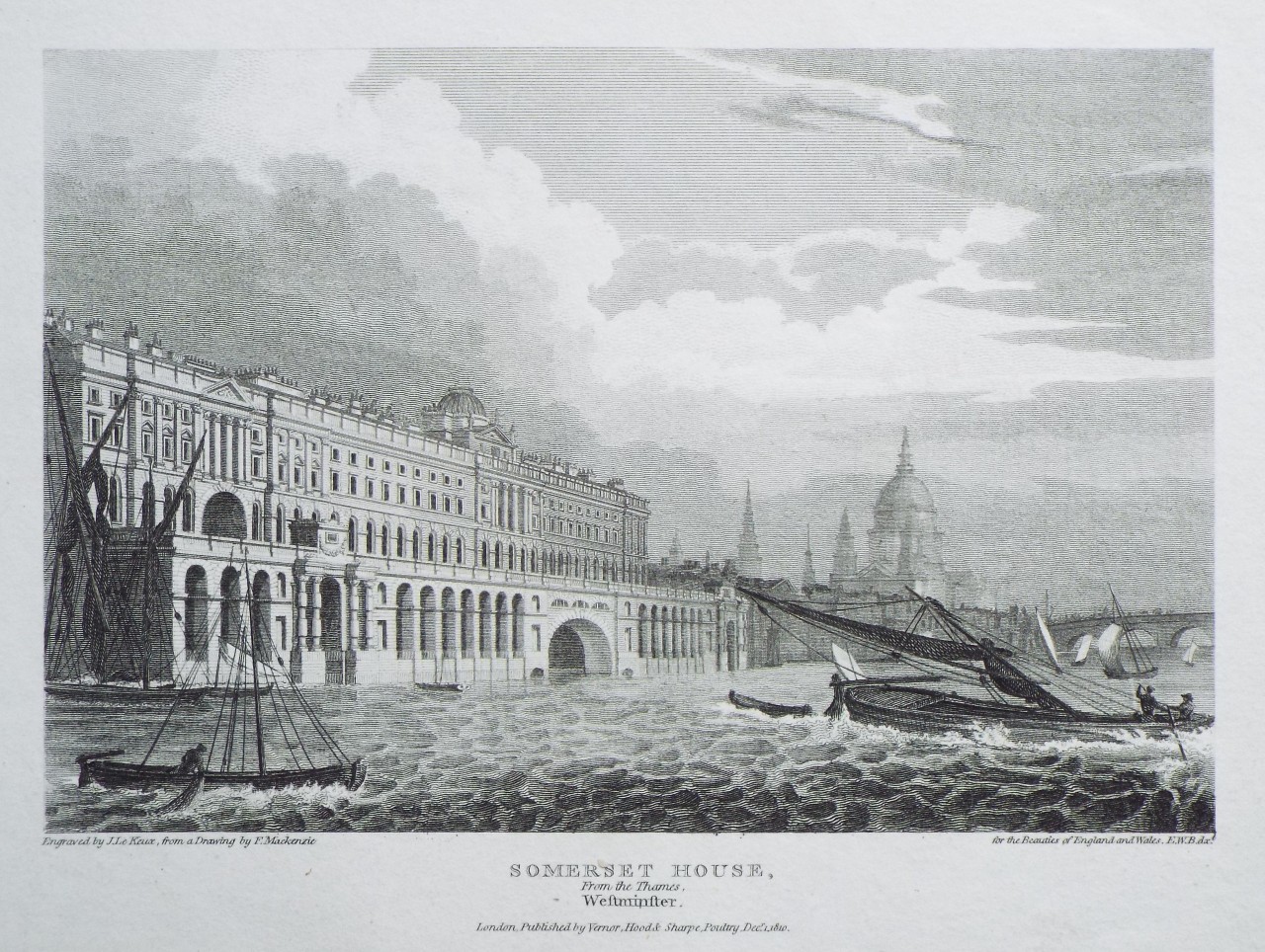 Print - Somerset House, from the Thames, Westminster. - Le