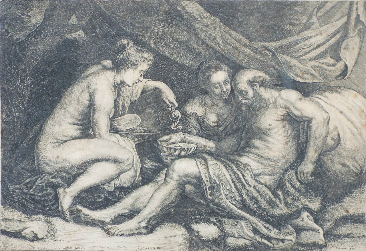 Etching - Lot made drunk by his daughters - Leeuw