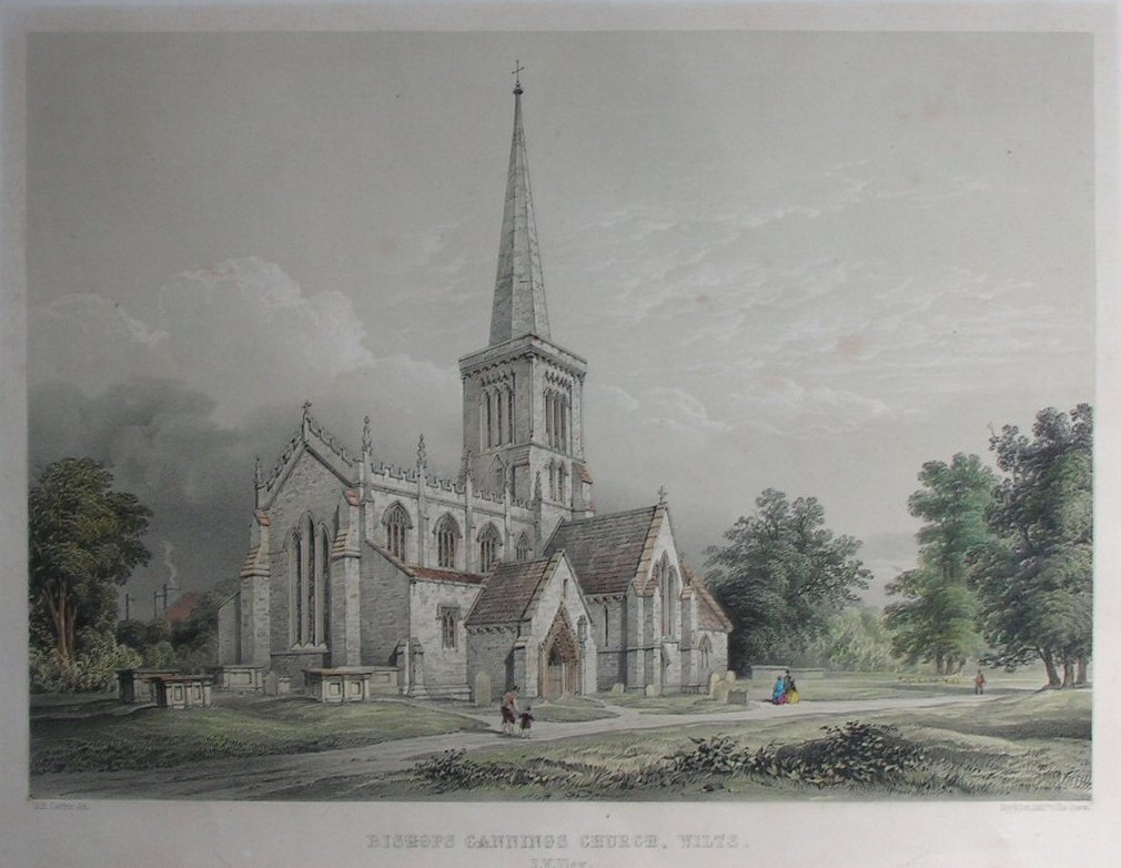 Lithograph - Bishops Cannings Church, Wilts. S.W.View.