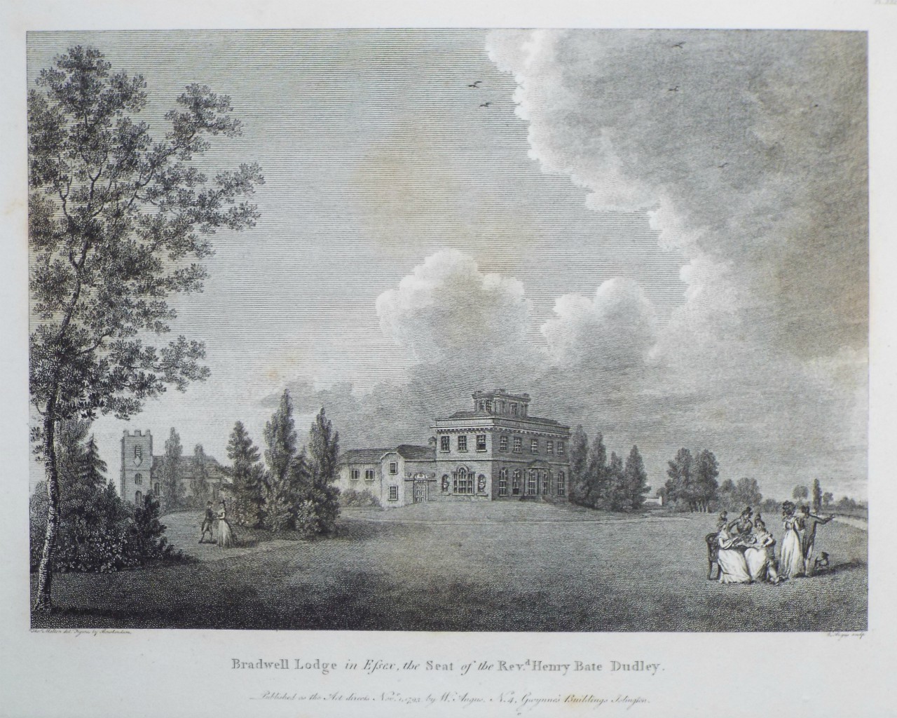 Print - Bradwell Lodge in Essex, the Seay of the Revd. Henry Bate Dudley. - Angus