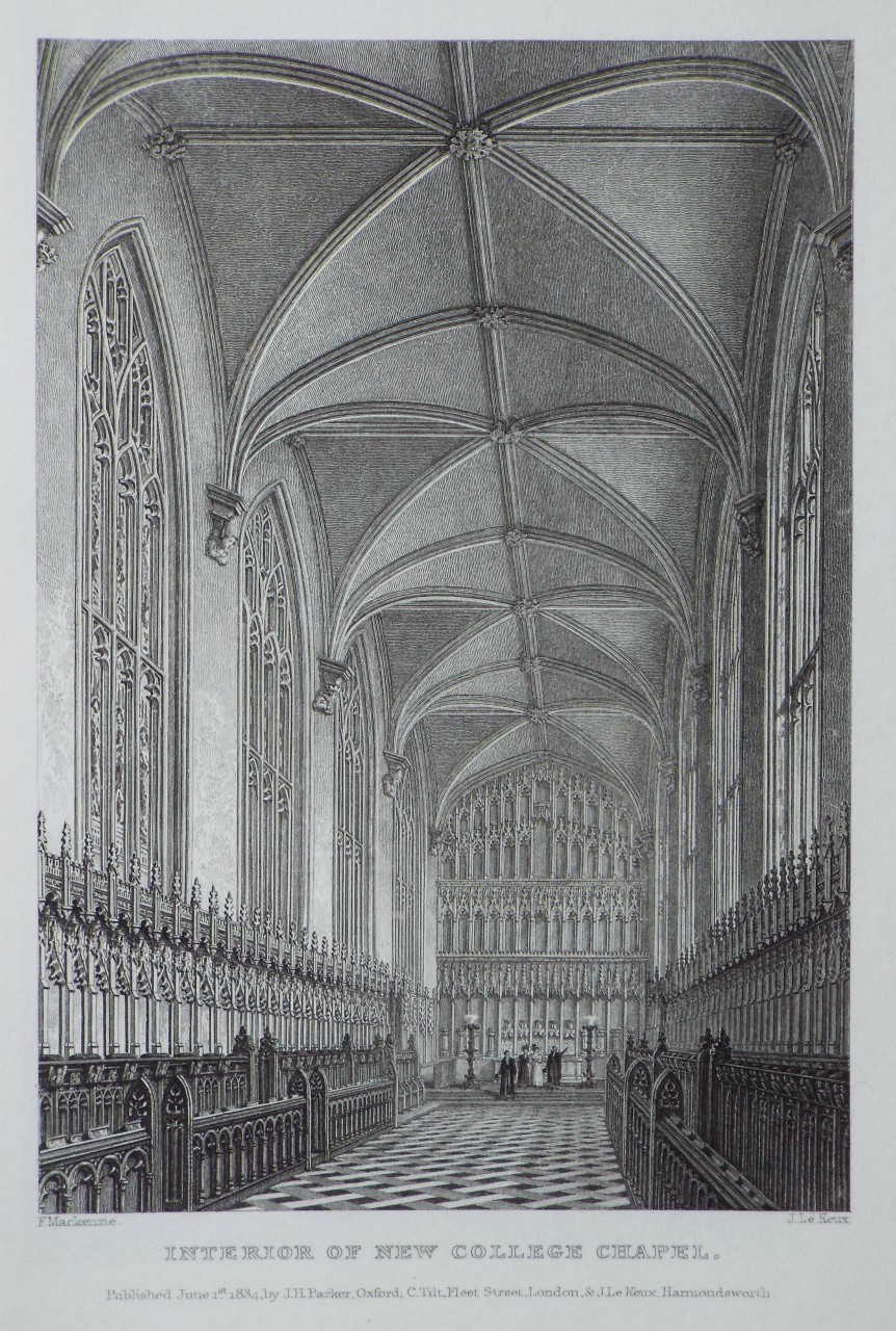 Print - Interior of New College Chapel. - Le