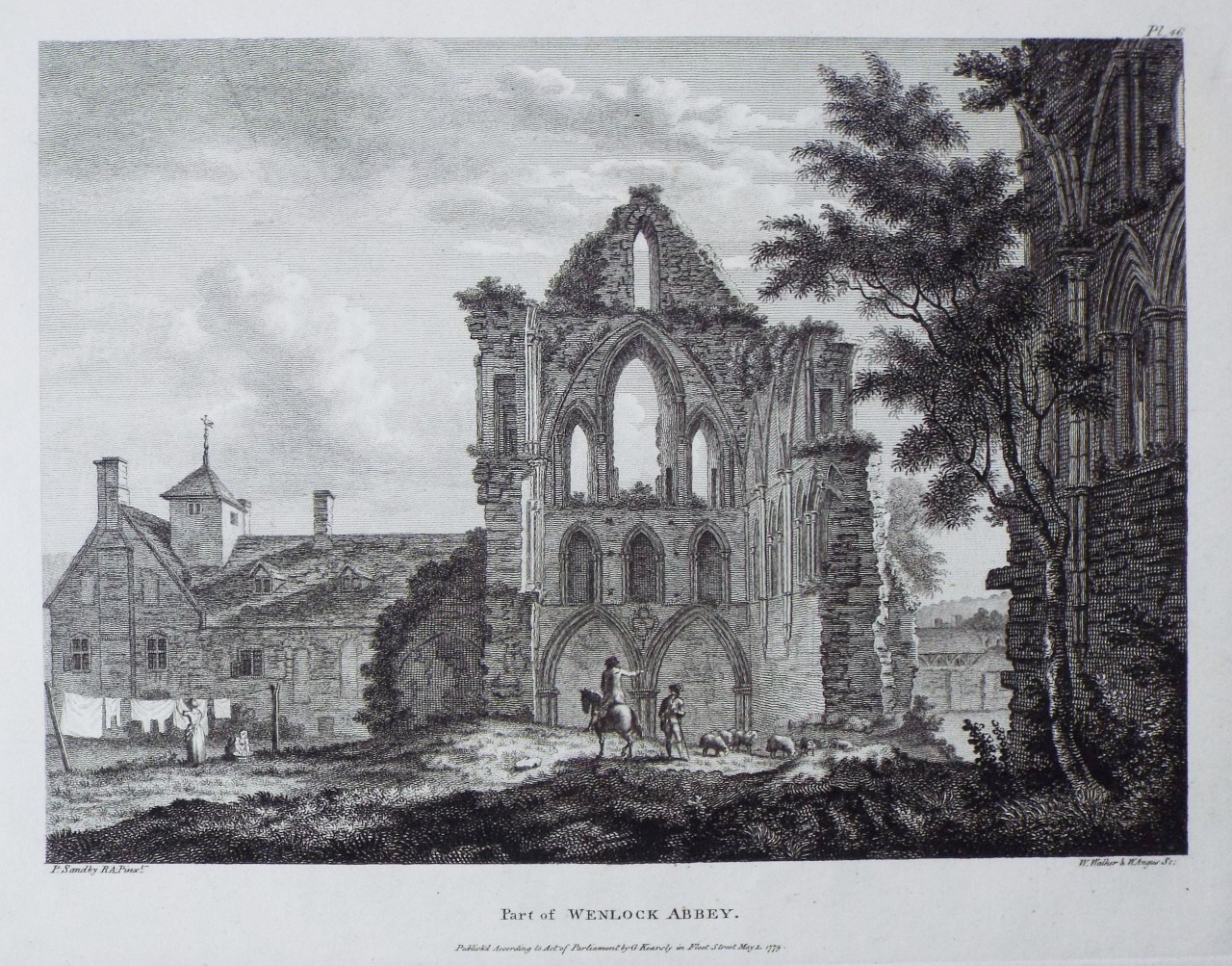 Print - Part of Wenlock Abbey. - Walker