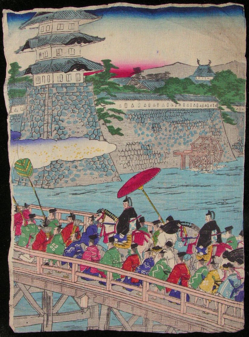 Ukiyo-e - (Crowd on bridge)