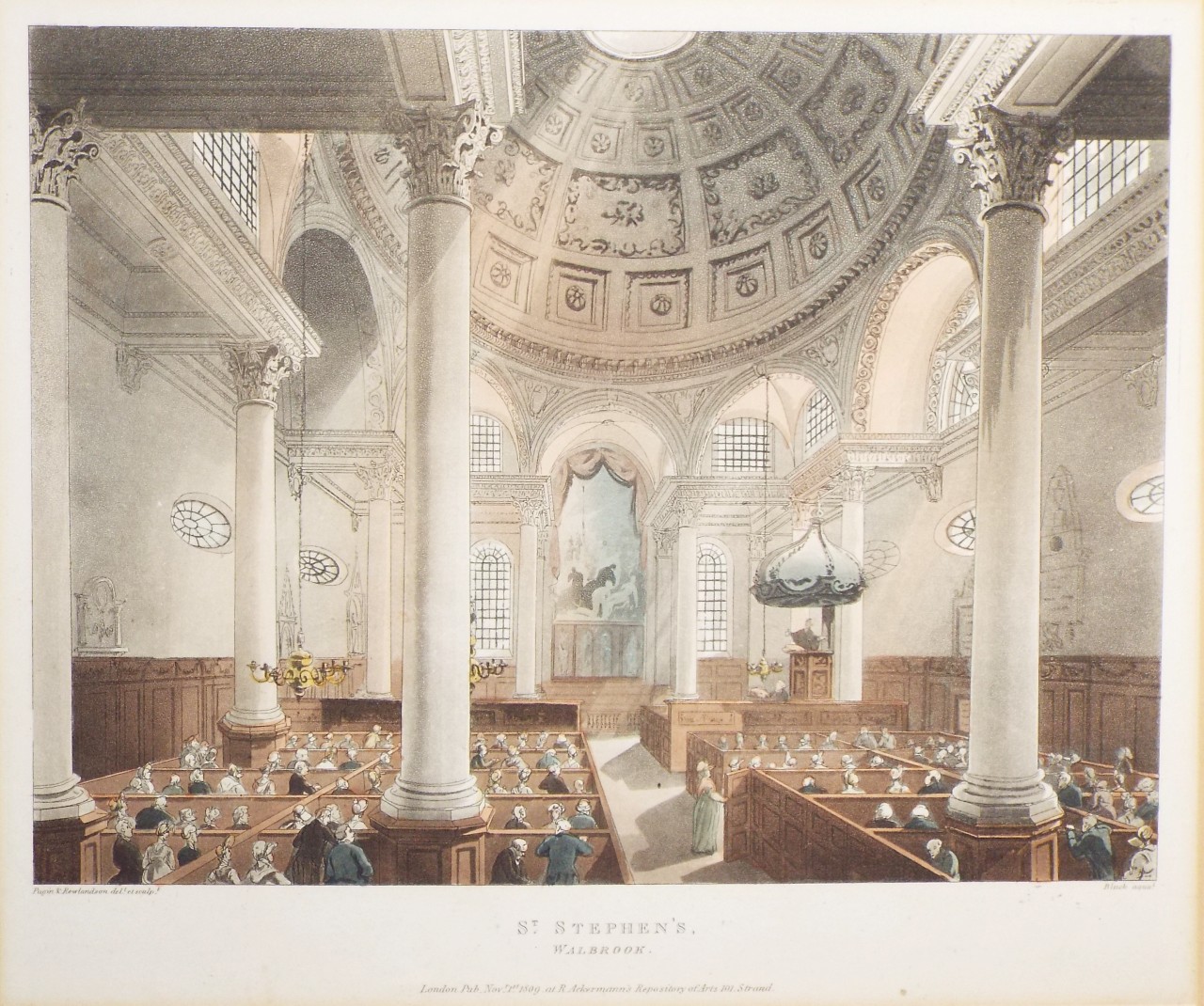 Aquatint - St. Stephen's Walbrook. - 