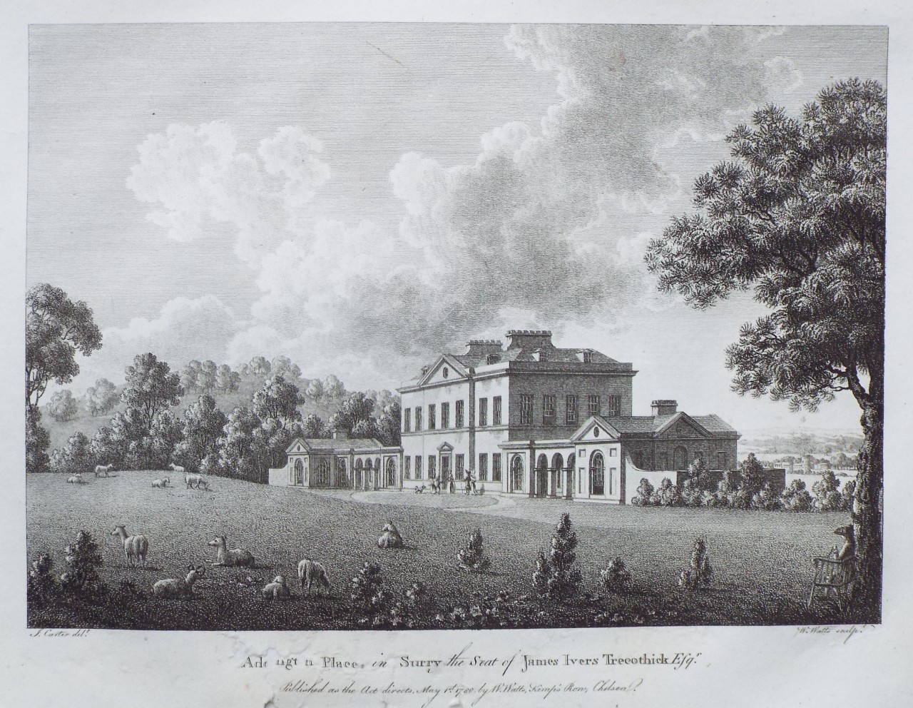 Print - Addington Place, in Surry, the Seat of James Ivers Trecothick Esqr. - Watts
