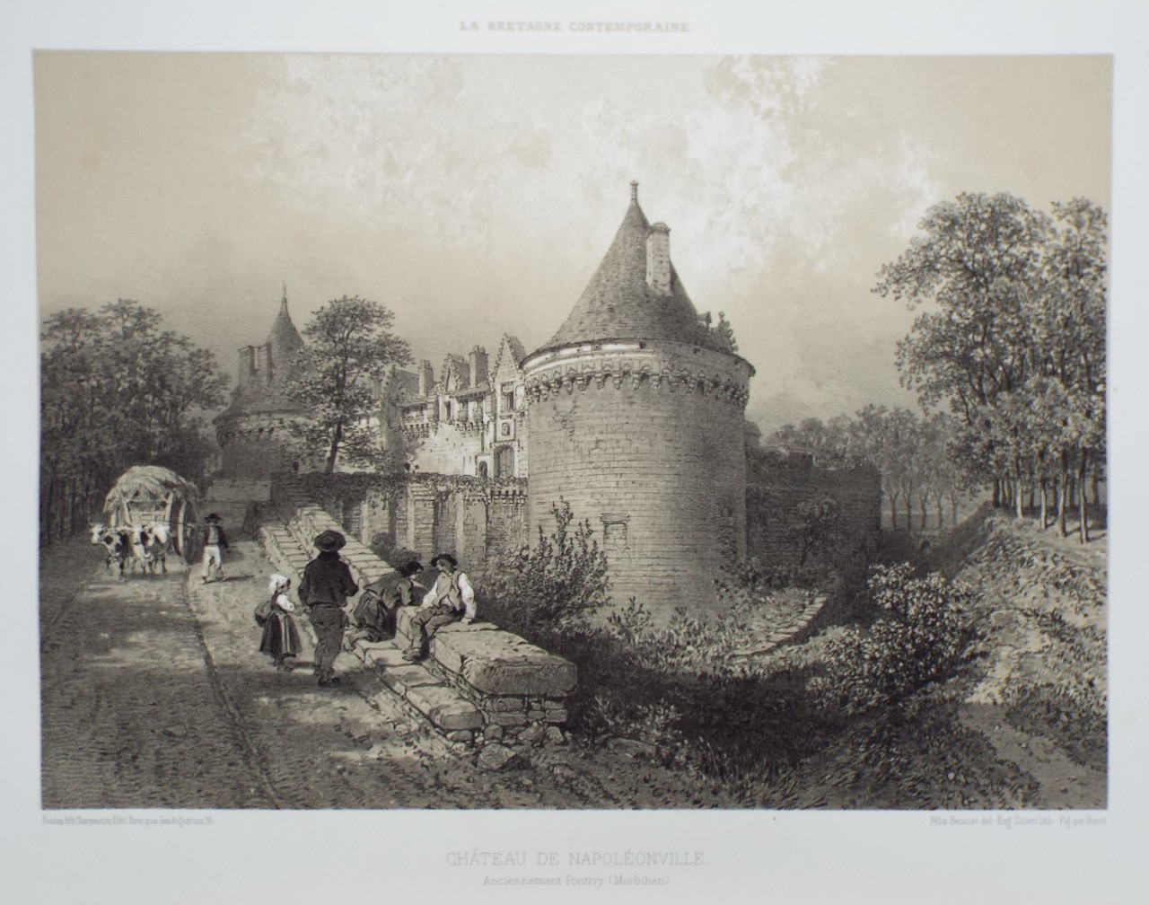Lithograph - Chateau de Napoleonville. Anciennement Pontivy. (Morbihan) - Ciceri