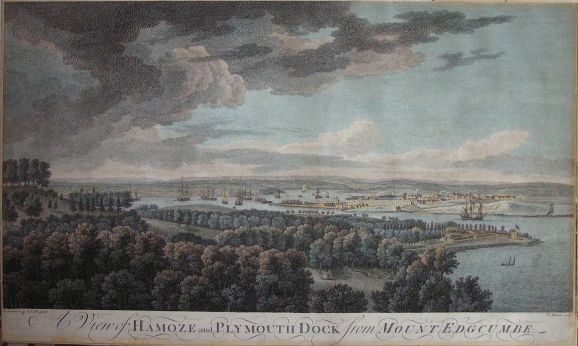 Print - A View of Hamoze and Plymouth Dock from Mount Edgcumbe - Mason