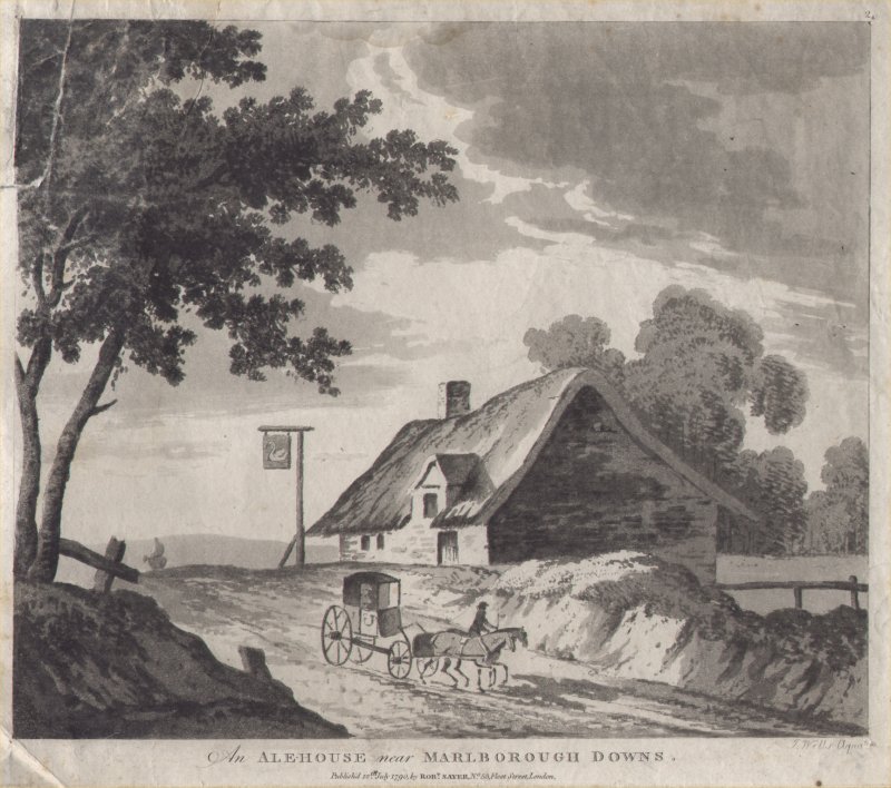 Aquatint - An Alehouse near Marlborough Downs. - Wells