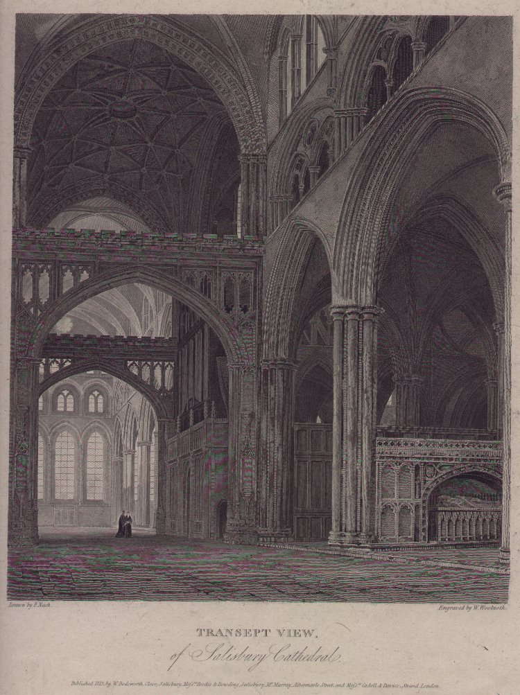 Print - Transept View, of Salisbury Cathedral - Woolnoth