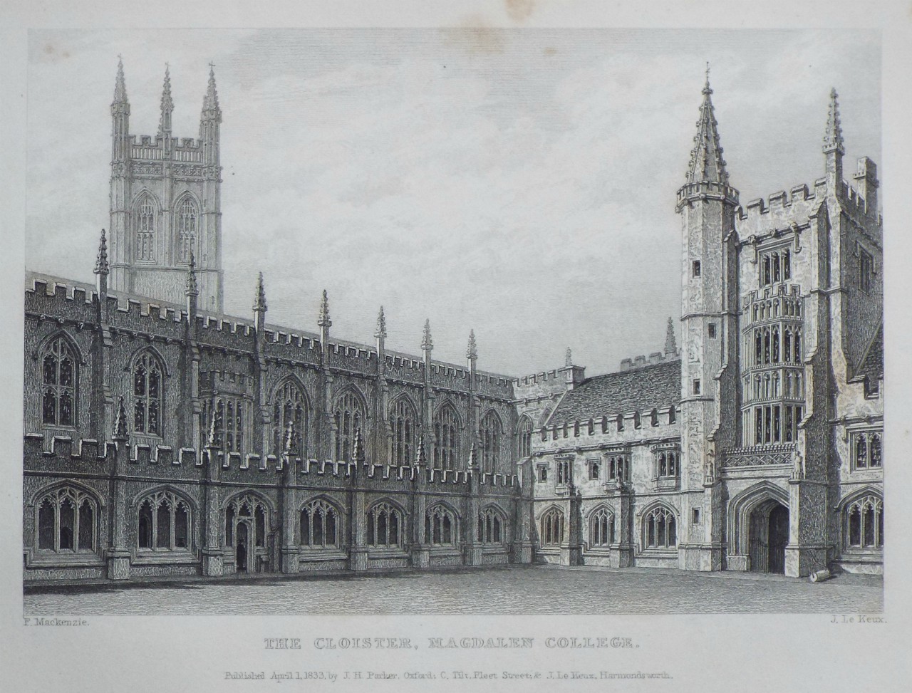 Print - The Cloister, Magdalen College. - Le