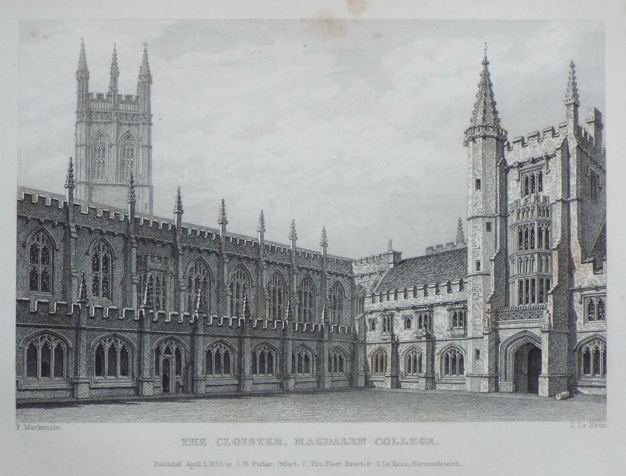 Print - The Cloister, Magdalen College. - Le