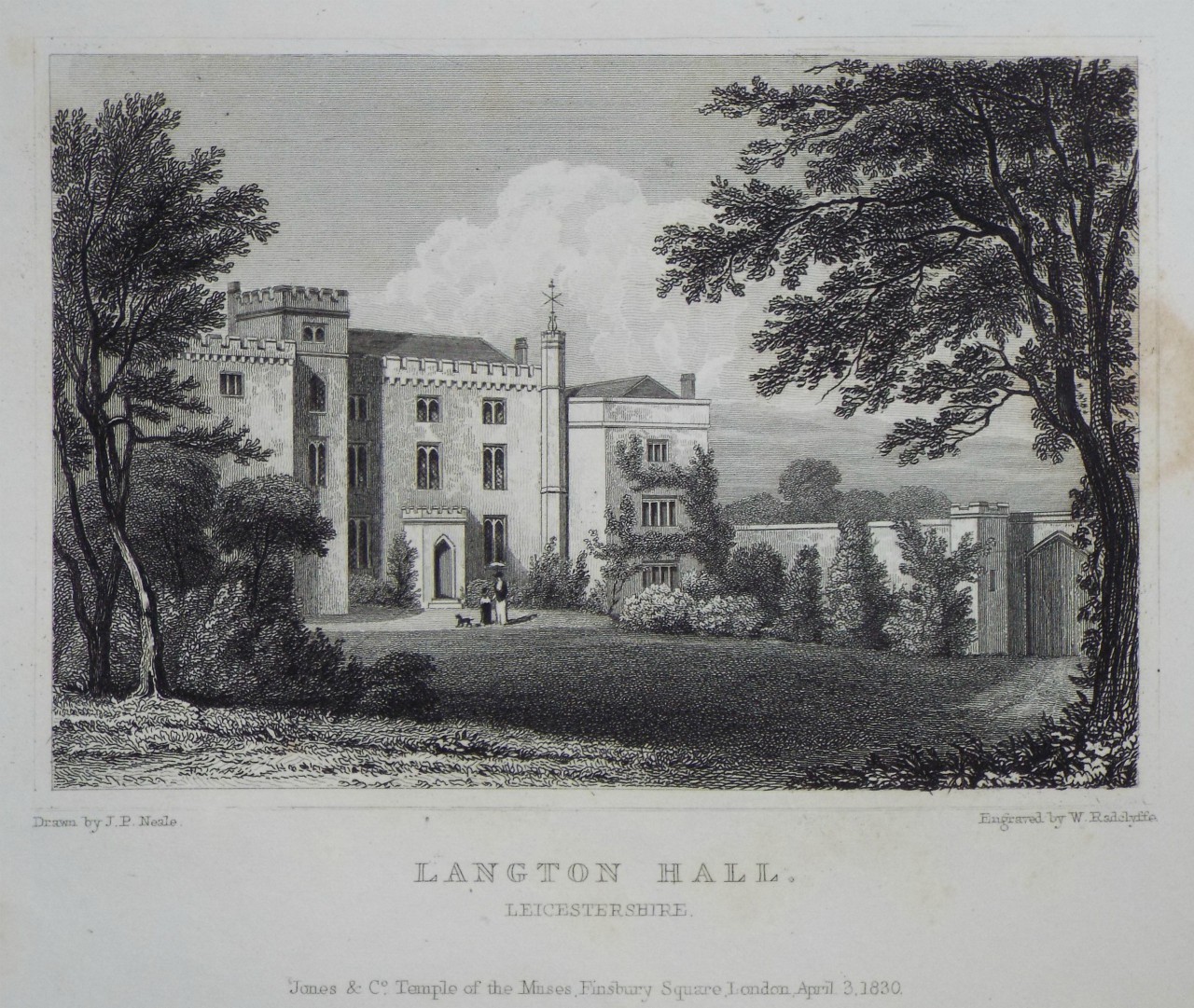 Print - Langton Hall, Leicestershire. - Radclyffe