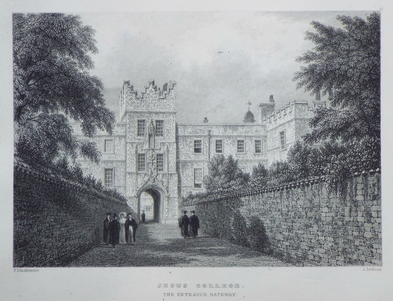 Print - Jesus College. The Entrance Gateway. - Le