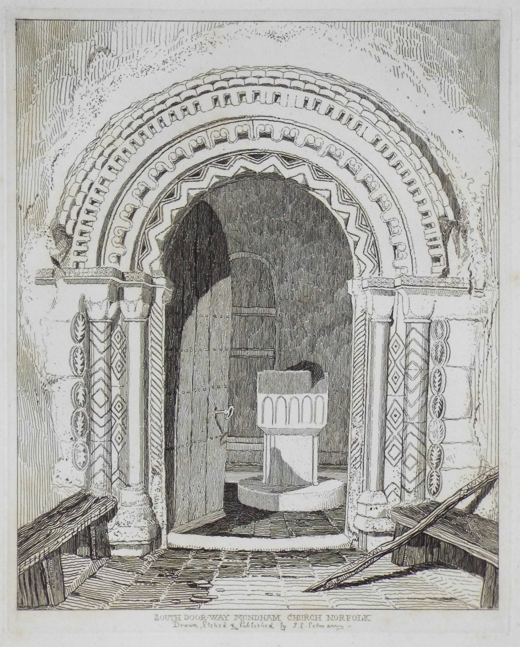 Etching - South Door-Way Mundham Church Norfolk. - Cotman