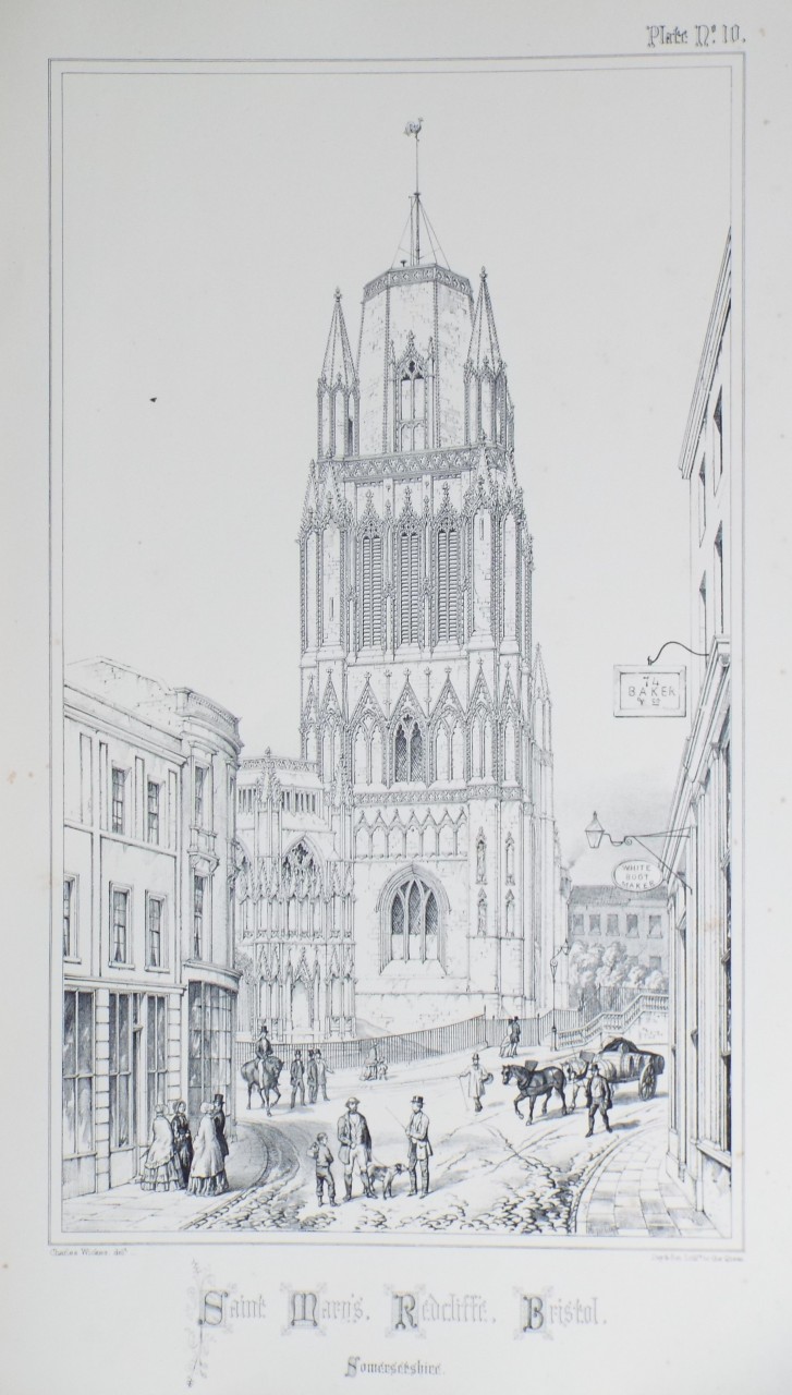 Lithograph - Saint Mary's, Redcliffe, Bristol, Somersetshire.