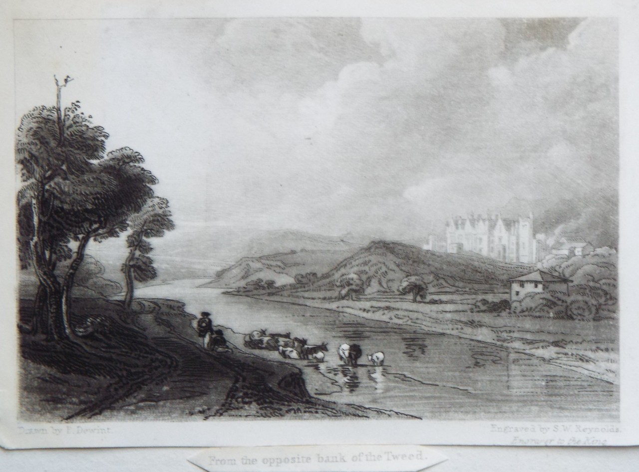 Mezzotint - Abbotsford. From the opposite bank of the Tweed. - Reynolds