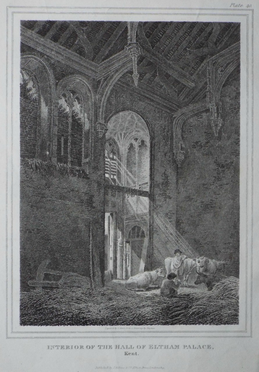 Print - Interior of the Hall of Eltham Palace, Kent. - Storer