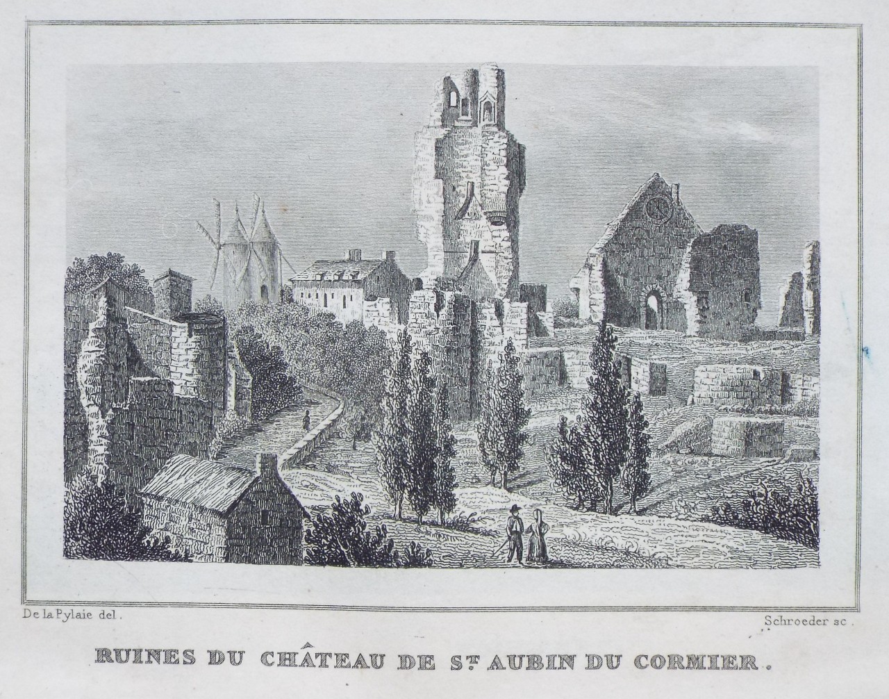 Print - Ruines du Chateau de St. Aubin du Cormier. - 