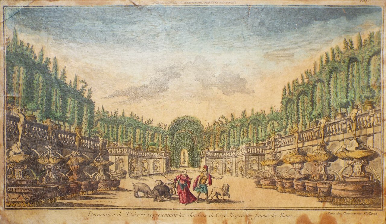 Print - Decoration de Theatre representant les Jardins de Circe Magicienne femme de Minos.