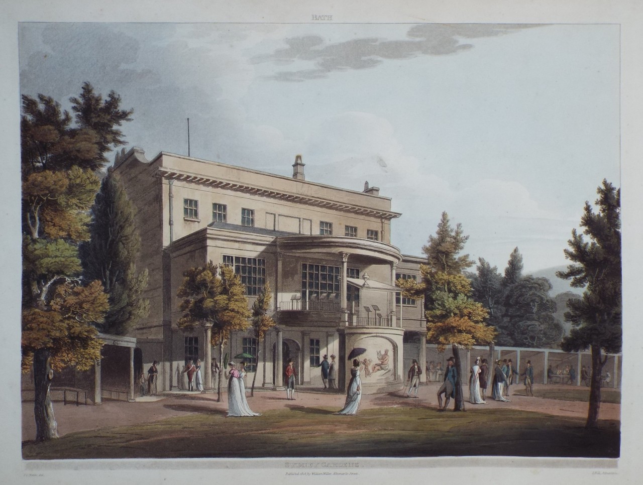 Aquatint - Bath. Sydney Gardens. - Hill