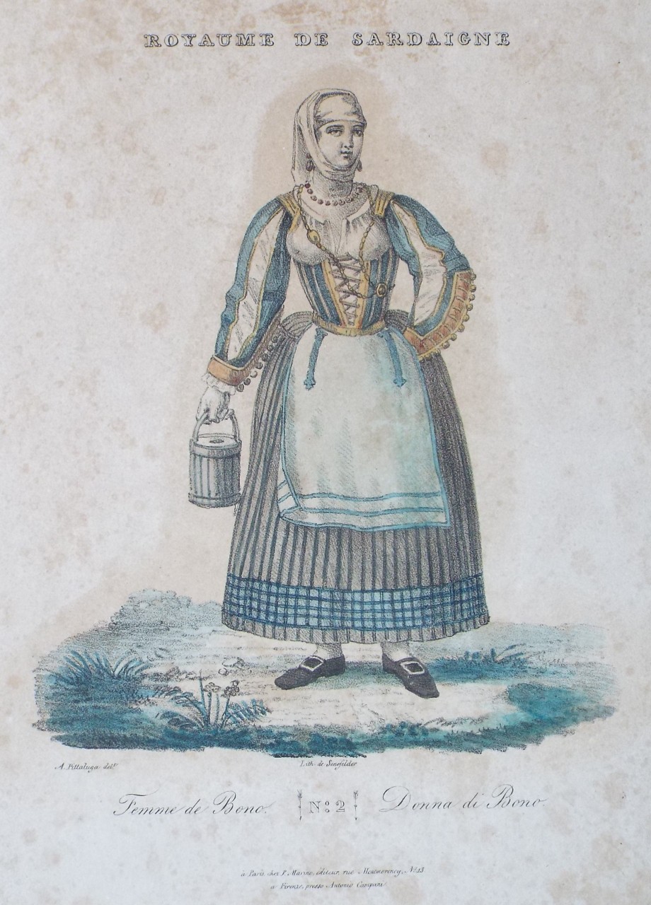 Lithograph - Royaume de Sardaigne. 2. Femme de Bono.  - 