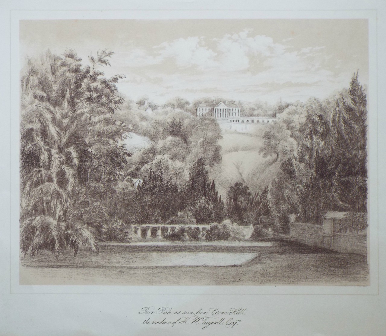 Lithograph - Prior Park as seen from Crowe Hall, the residence of W. Tugwell, Esqr.