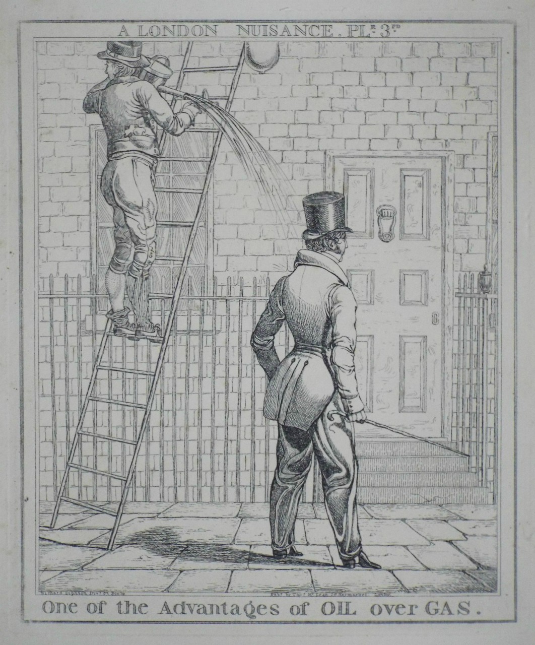 Etching - A London Nuisance. Ple. 3rd. One of the Advantages of Oil over Gas. - Dighton