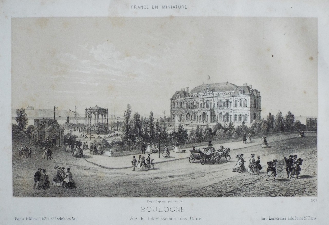 Lithograph - Boulogne. Vue de l'etablissement des Bains. - 
