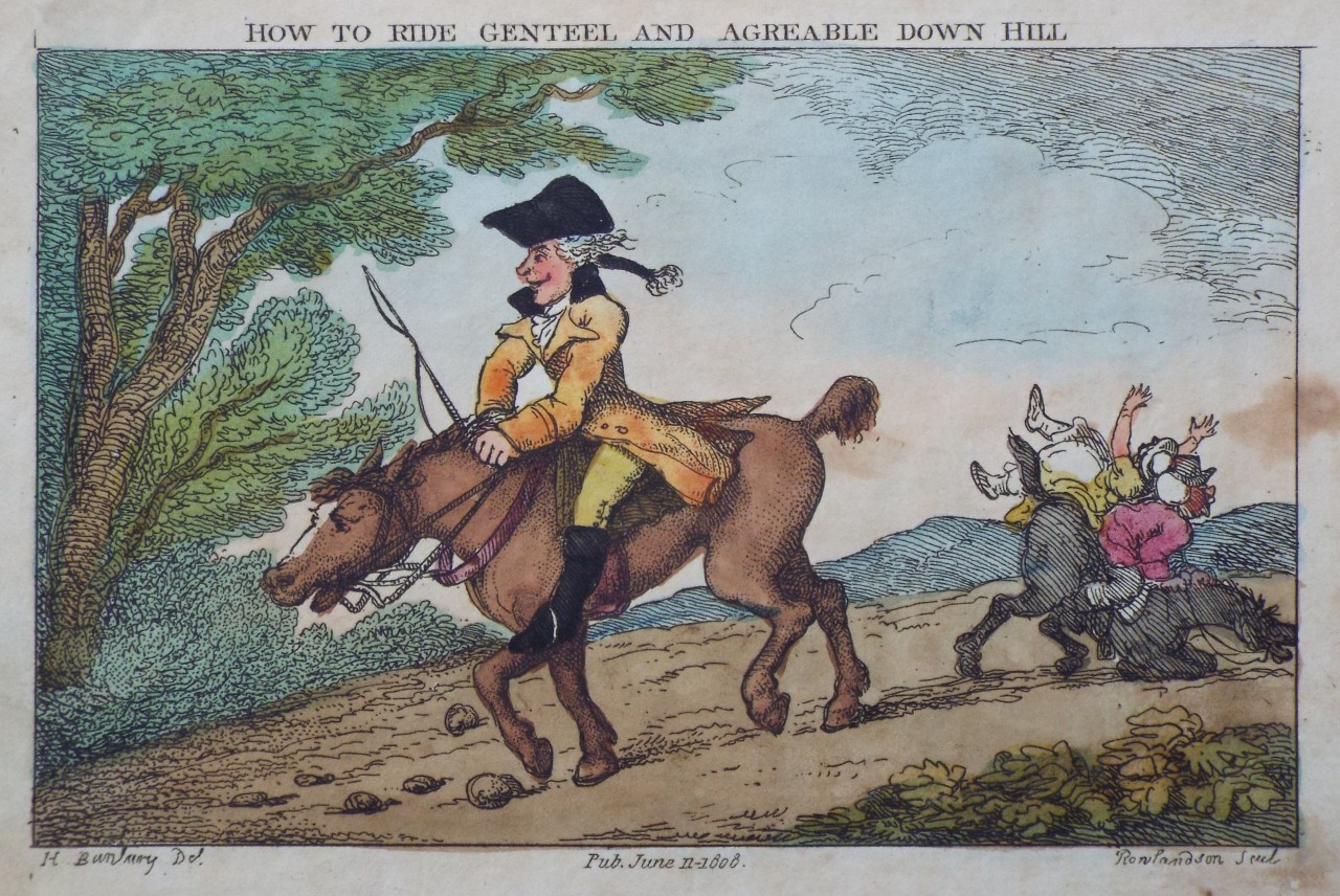 Etching - How to Ride Genteel and Agreable Down Hill - Rowlandson