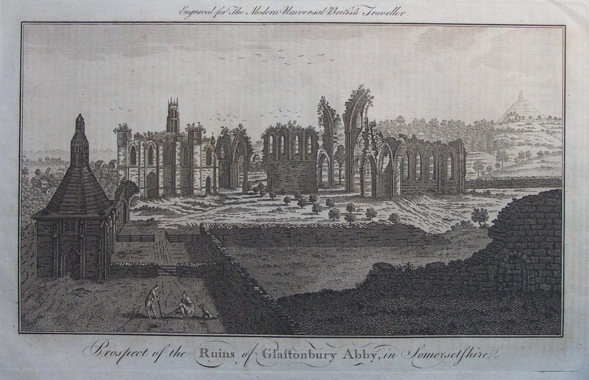 Print - Prospect of the Ruins of Glastonbury Abby, in Somersetshire