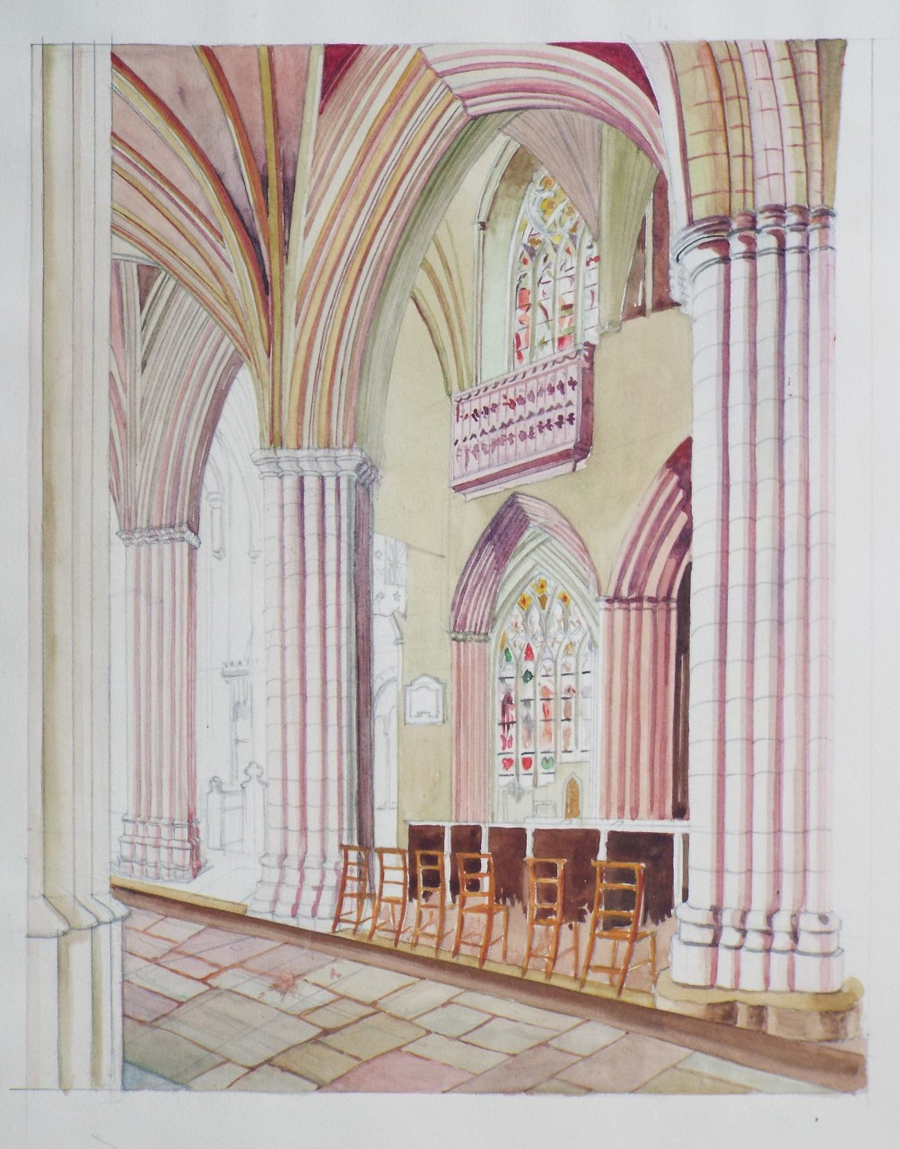Watercolour - Cathedral interior
