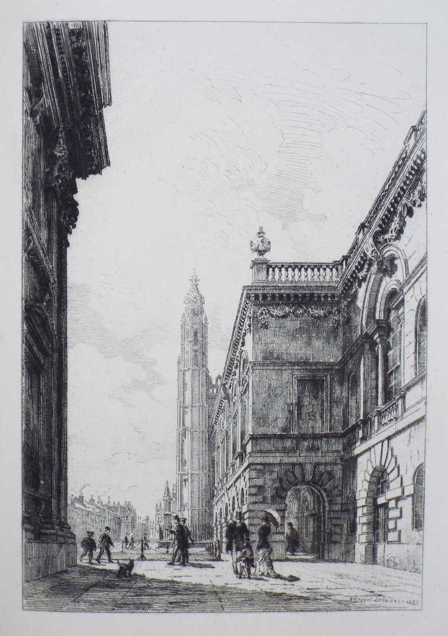 Etching - The Senate House and University Library - Brunet-Debaines