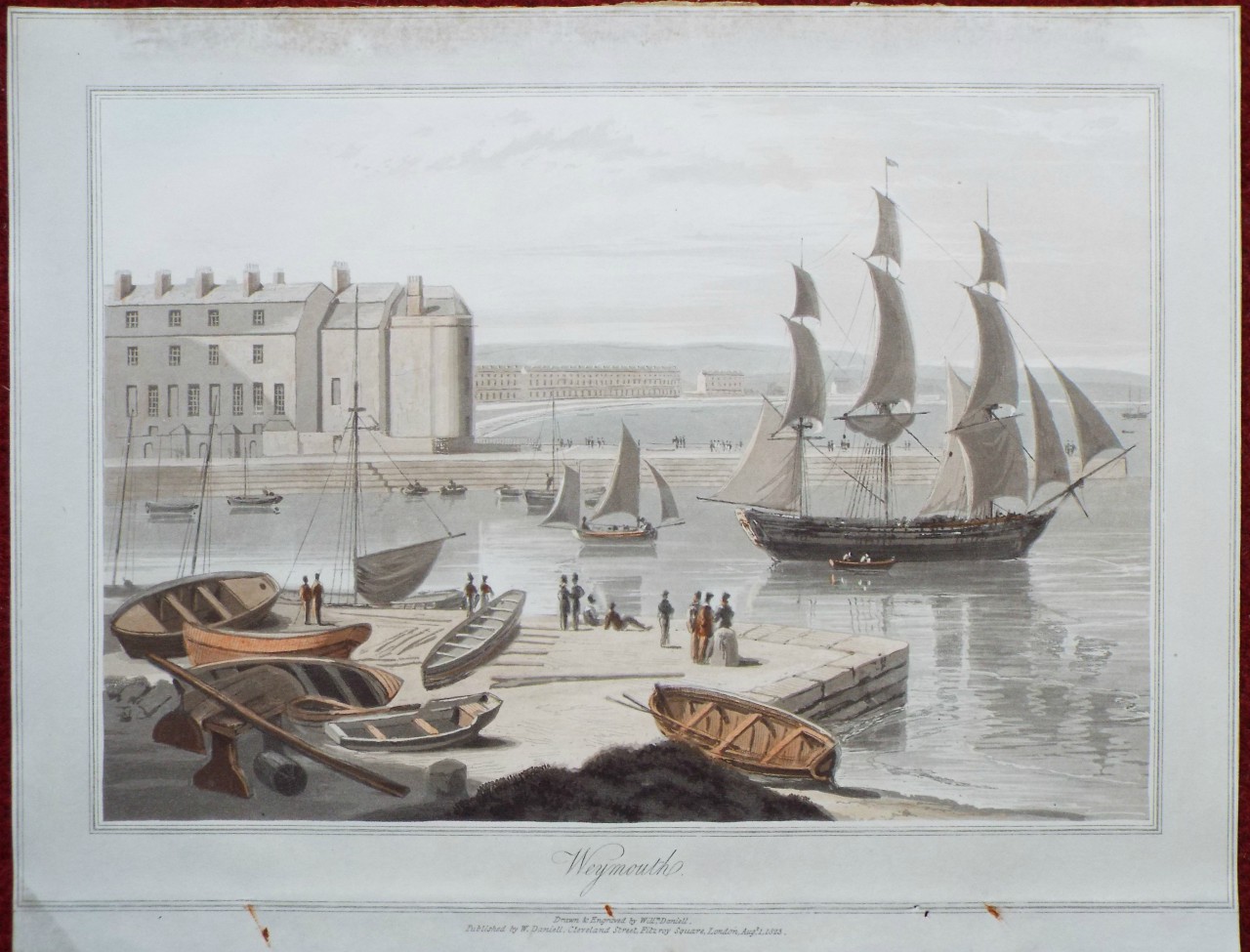 Aquatint - Weymouth Harbour. - Daniell