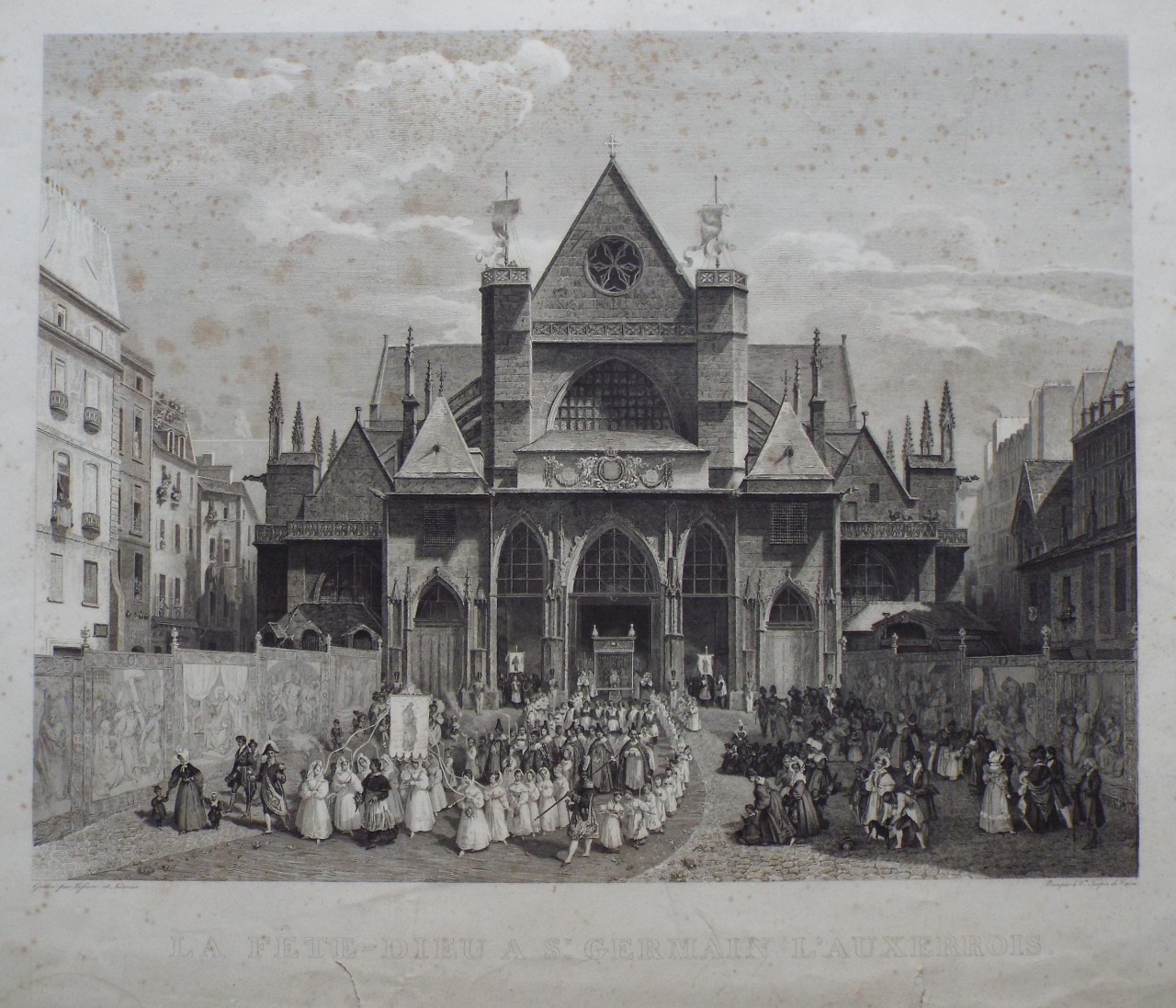 Etching - La Fete-dieu a S: Germain l'Auxerrois. - Lefevre