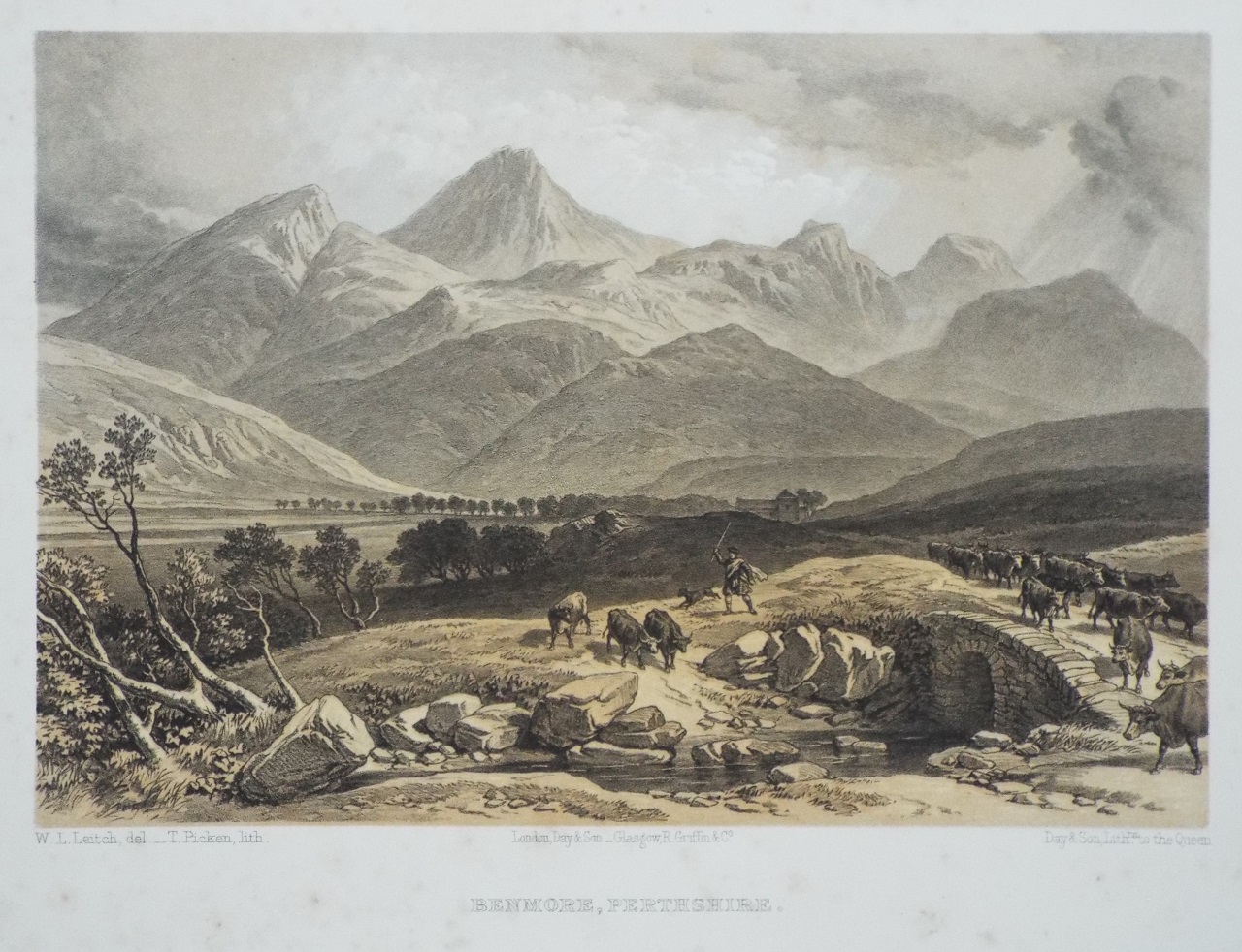 Lithograph - Benmore, Perthshire. - Picken